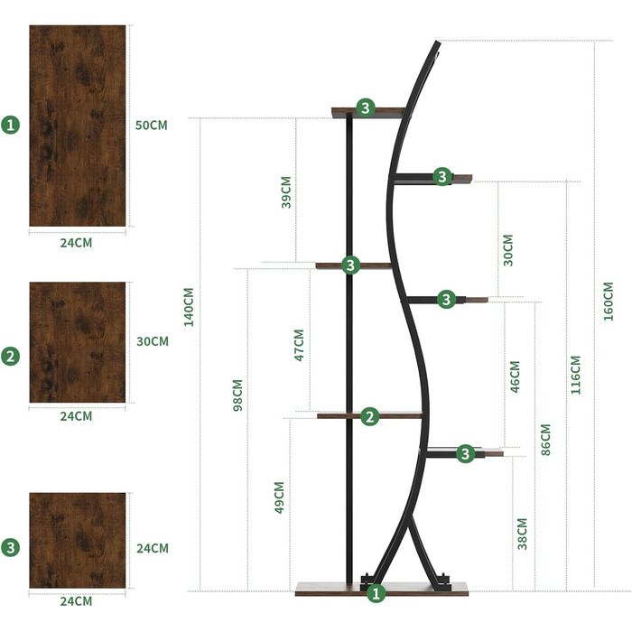 Підставка для квітів JUSTOGO з підсвічуванням для вирощування - 7-рівнева полиця для кімнатних рослин з дерева та металу, велика полиця для кімнатних рослин 160 см для вітальні, балкона, спальні