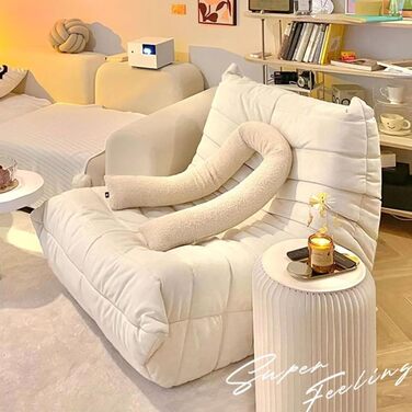 Крісло-камін Togo, кутовий диван-мішок, зручний диван-лінька, крісло-гойдалка з пінопласту з ергономічним дизайном, для вітальні, спальні, гуртожитку, салону, офісу, білого кольору