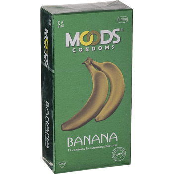Презервативи MOODS Banana - 12 презервативів зі смаком банана для несподівано чуттєвого задоволення