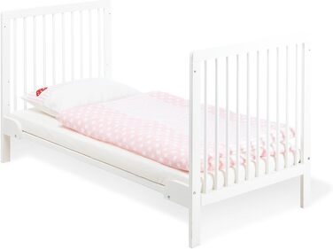 Дитяче ліжко Lenny 140 x 70 см - з 3 знімними перекладинами з масиву сосни, біле лакове покриття, 11 14 75 -