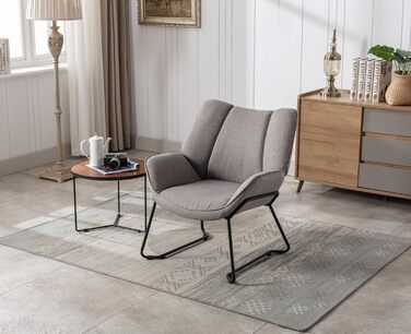 Льняне крісло Chairus для вітальні, балкону, сучасне м&39яке крісло-реклайнер з металевими ніжками (сіре)