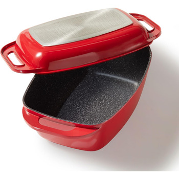 Лита алюмінієва жаровня з кришкою 43x26 см, 7,8 л Індукційна духовка безпечна для всіх типів плит, кришку можна використовувати як