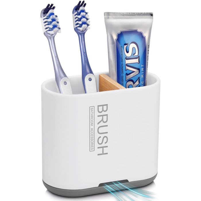 Тримач для зубних щіток PARKMANI, тримач для електричних зубних щіток для органайзера для ванної кімнати, знімний органайзер для зубних щіток для ванної кімнати зі зливним отвором для сімї, дітей (білий)