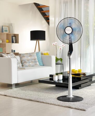 П'єдестальний вентилятор Turbo Boost Silence Extreme з пультом дистанційного керування, діаметр 40 см, надзвичайно тихий, чорний/с