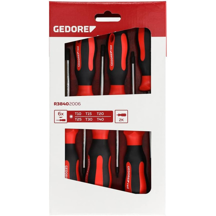Набір викруток GEDORE red 6 предметів, набір викруток Torx, двокомпонентна ручка, сталь, інструмент, R38402006