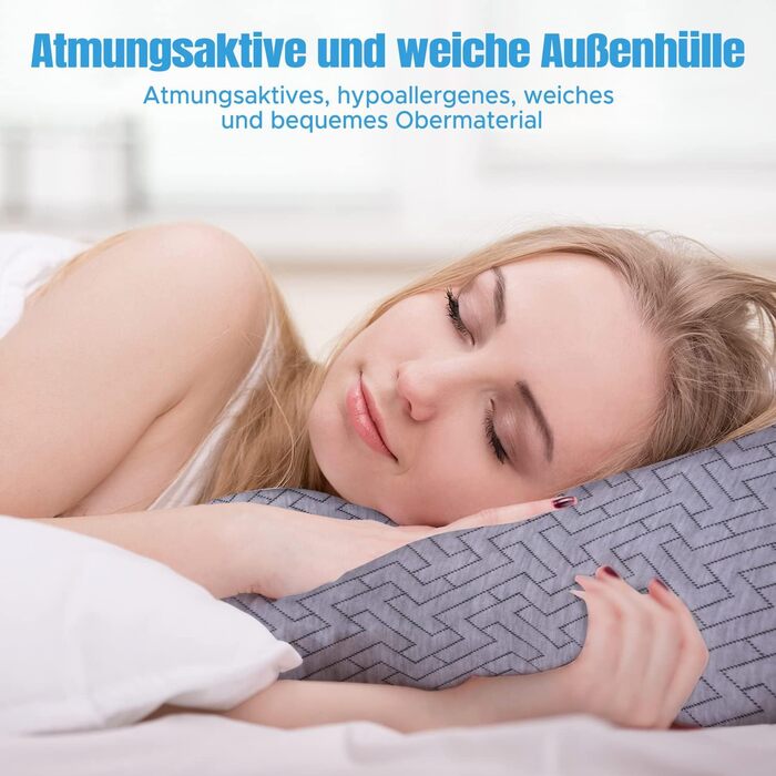 Подушка для сну на боці від болю в шиї та плечах - Подушки з піни з ефектом пам&39яті розміру &quotking-size&quot для сну - Регульована вигнута подушка зі знімною наволочкою, яку можна прати (сіра) U-подібна подушка Grau
