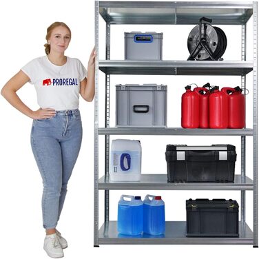 Набір економ-класу з 5 предметів Металеві стелажі Steel Eagle 180x120x60 см Навантаження на полицю 130 кг Оцинковані надміцні стелажі, кухонні стелажі, стелажі для підвалу, стелажі без болтів, гаражні стелажі, стелажі для зберігання 5 шт. ВxШxГ 180x120x60