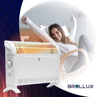 Електричний обігрівач Brollux CA2 потужністю 2000 Вт з турбовентилятором та термостатом, портативний конвекторний обігрівач, енергозберігаючий електричний обігрівач