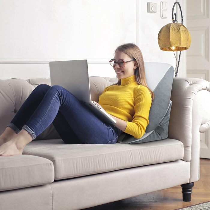 Регульована клиноподібна подушка, подушка для читання з піни високої щільності з валиком для шиї для ліжка та дивана, ергономічна клиноподібна подушка для ліжка від рефлюксного апное сну, подушка для ніг, подушка для спини для читання, гри або перегляду т