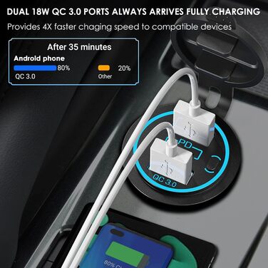 Вт) 12 В USB C розетка установка PD3.0 тип C USB розетка Водонепроникний 12 вольт автомобільна розетка прикурювач адаптер з 3 з'єд