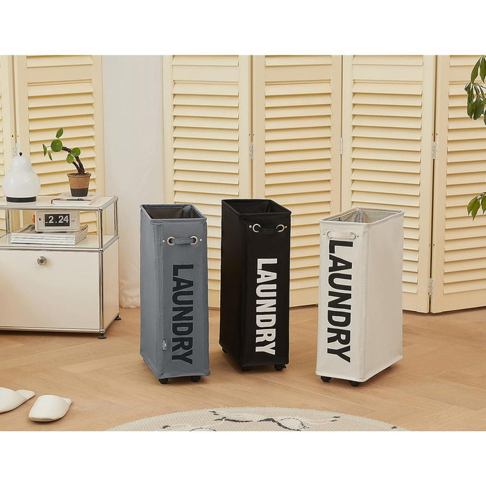 Дюймові великі складні кошики для білизни з колесом, складні мішки для білизни, мішок для одягу (темно-сірий, M) ONE-WAY Dark Grey