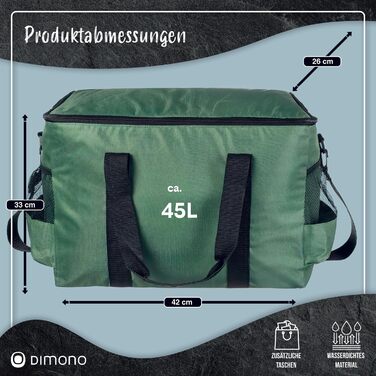 Сумка-холодильник XXL, ізольована сумка для напоїв та закусок, сумка для пікніка для кемпінгу, подорожей, відпусток, 15, 25 або 45 літрів - зелена