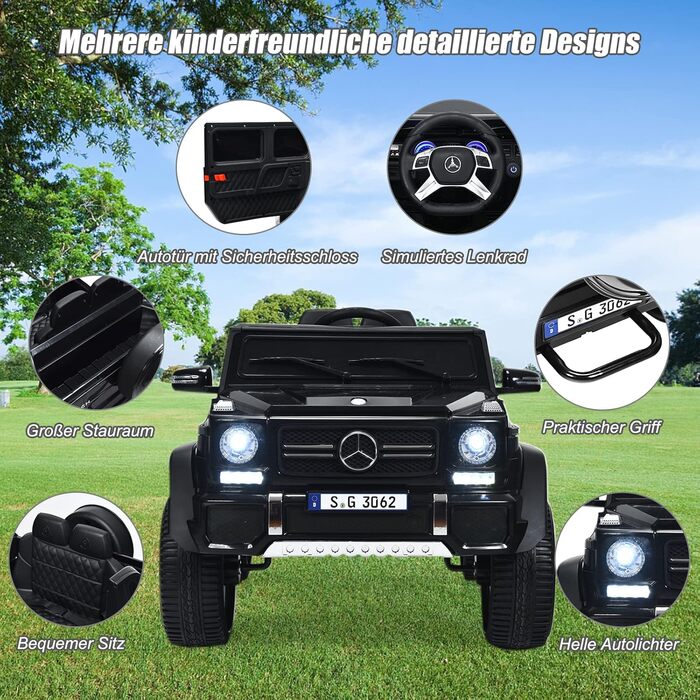 Дитячий електромобіль GOPLUS 12V Mercedes-Benz Maybach з пультом дистанційного керування 2.4 Ghz, дитячий автомобіль з плавним пус