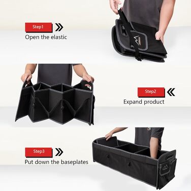 Органайзер для багажника M KARMATER, машинне прання, матеріал PP, 3 відділення, автомобільне зберігання, 95 л, водонепроникний поліестер, органайзер для аксесуарів та 6 кишень, підходить для позашляховиків, мінівенів, пікапів. Розміри 91.4 x 35.6 x 30.5 с