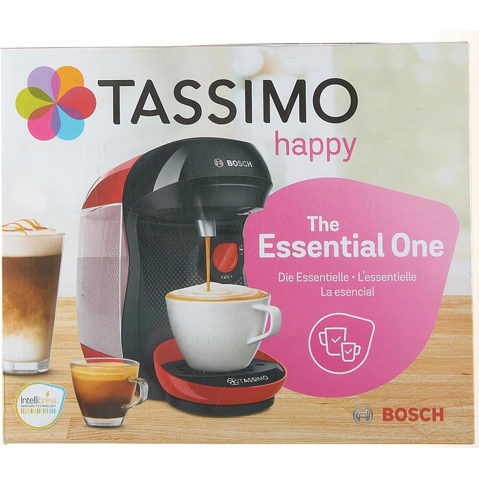 Кавоварка Bosch Tassimo Happy капсульна TAS1003, 70 напоїв, повністю автоматична, підходить для всіх чашок, компактна, 1400 Вт, че