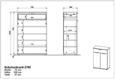 Шафа для взуття, дуб Наварра, 75 x 108 x 37 см Шафа для взуття, дуб Наварра, 2790-243