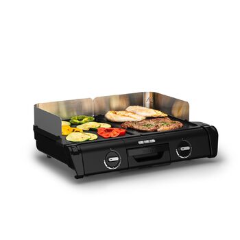 Електричний настільний гриль Tefal BBQ Family, 2 окремі зони з термостатами, антипригарні чавунно-алюмінієві пластини, підходять для посудомийки, глибокі жолобки, чорний/сріблястий, TG800N10