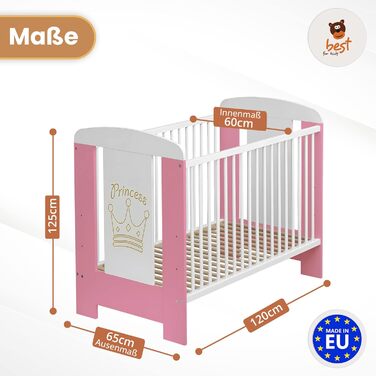 Комплект дитячого ліжечка Best For Kids у 3 кольорах Ліжечко, дитяче ліжечко з матрацом з пінопласту 10 см, сертифіковане TV - Ліж