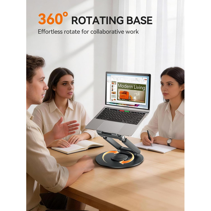Стійка для ноутбука Anifrim 360 з регулюванням висоти та кута нахилу, розширювана, ергономічна підставка для ноутбука для стоячих столів, сумісна з MacBook та ноутбуками 10-17 дюймів, сірого кольору