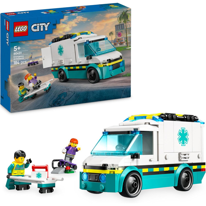Конструктор LEGO City Ambulance Toy 60451, 184 деталі, іграшкова швидка допомога