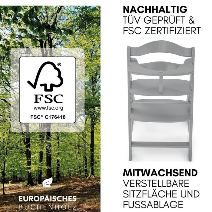 Дитячий стільчик для годування Alpha XXL Набір від народження - Преміальне кріплення для новонароджених з 5-точковими ременями без