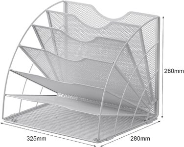 Металевий офісний органайзер EasyPAG з 6 відділеннями у формі віяла A4, тримач для документів, лоток для файлів, тримач для журналів, лоток для листів, органайзер для паперових журналів, білий