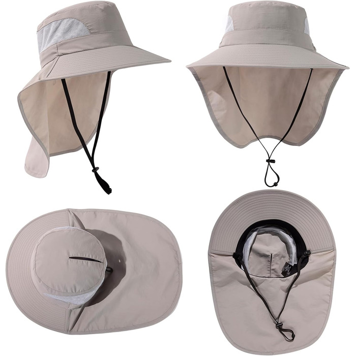 Жіночий сонцезахисний капелюх TOP-EX із захистом шиї, захист від ультрафіолету 50, складний, дихаючий, хвіст, літній капелюх із широкими полями для походів, пляжу, риболовлі, саду, розміри S/ML/XL, XL/XXL, сірий, ML