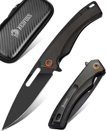 Складаний ніж NedFoss MAMBA, одноручний ніж зі сталі 9CM D2 з рукояткою Micarta, кишеньковий ніж з лайнерним замком та шарикопідши