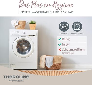 Подушка Theraline Ергономічна подушка з піни з ефектом пам&39яті з намистинами Подушка для підтримки шиї для сну на боці та на спині У комплекті чохол з бамбукового джерсі, приблизно 50x30 см Меланжево-сірий, середньо-сірий