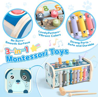 1 Jahre - Montessori Baby Holzspielzeug ab 1 2 Jahre Hammerspiel Xylophon Kinder Kinderspielzeug ab 1 2 Jahre Geschenk fr 1 Jahre Mdchen Junge Lernspielzeug Geburtstage, 1 Jahre - Montessori Baby Holzspielzeug ab 1 2 Jahre Hammerspiel Xylophon Kinder Kind