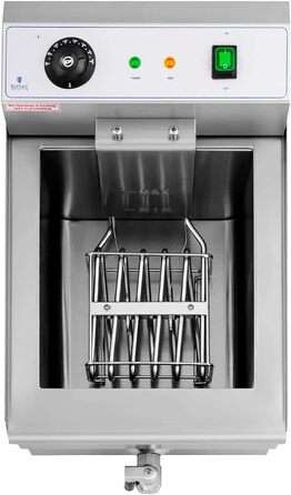Електрична фритюрниця Royal Catering з нержавіючої сталі RCEF 16EB (3 500 Вт, ємність 16 л, діапазон температур 50-200 C, холодна зона, зі зливним краном)