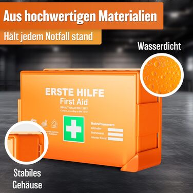 Аптечка HELDENWERK за новим стандартом DIN 131572021 з настінним кріпленням та наклейкамиУніверсальна аптечка для бізнесу, домогос