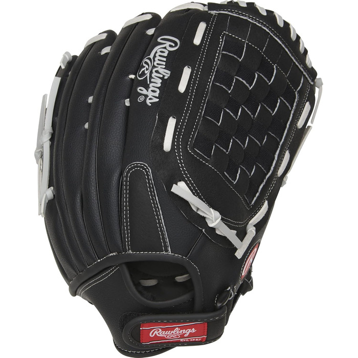 Рукавички для софтболу Rawlings RSB Slowpitch Series для правої руки, 14 дюймів - плетені, чорні/сірі