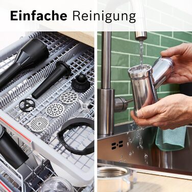М'ясорубка Bosch MultiPower Serie 6 MFWS607W, 2 перфораційні решітки (4,5 та 8 мм), нержавіюча сталь, підходить для посудомийки, насадки для кеббе та ковбас, потужність 2100 Вт, біла