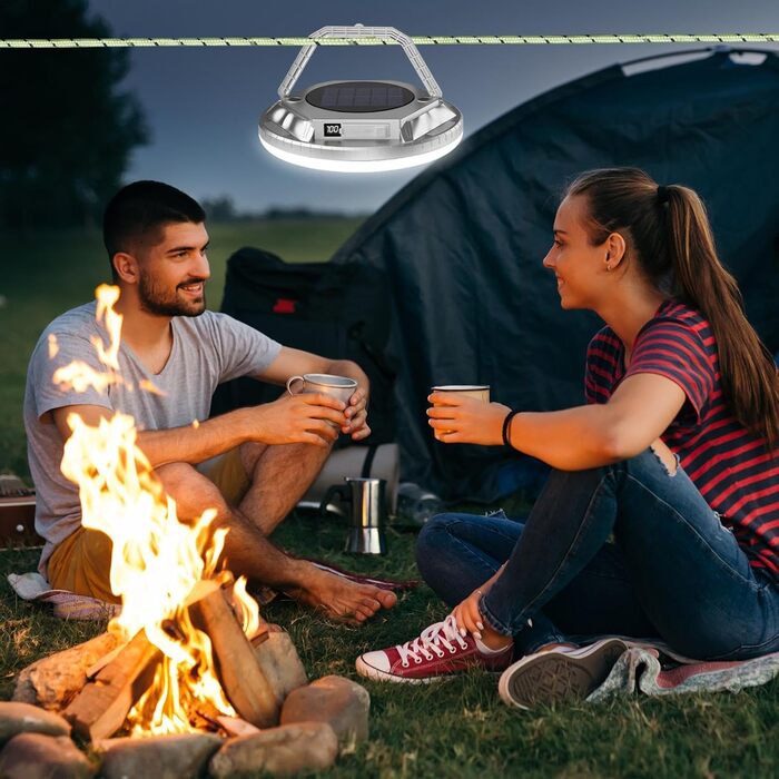 Портативний ліхтар, 1600 люмен, ліхтар для виживання на сонячній енергії, водонепроникний світлодіодний ліхтар, для використання на вулиці, у саду, на подвір&39ї, на патіо, на балконі, для походів, для бекпекінгу, сріблястий