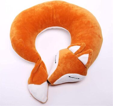 Подушка для шиї для дітей, дорожня подушка, літак, лисиця, U-подібна подушка для шиї у вигляді мультяшних тварин для машини, поїзда (Коричнева А-коричнева)