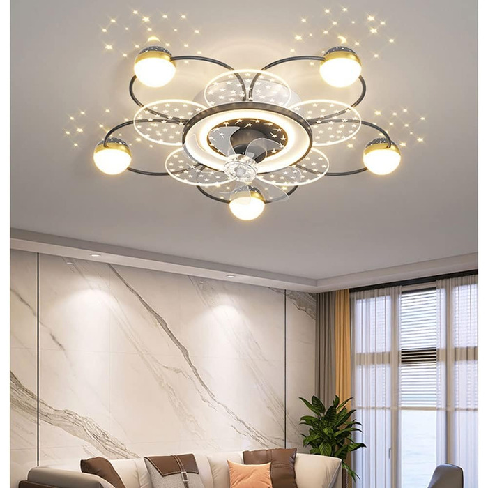 Світлодіодний стельовий світильник з регулюванням яскравості, стельовий вентилятор зі світлодіодним підсвічуванням, регульованою ш