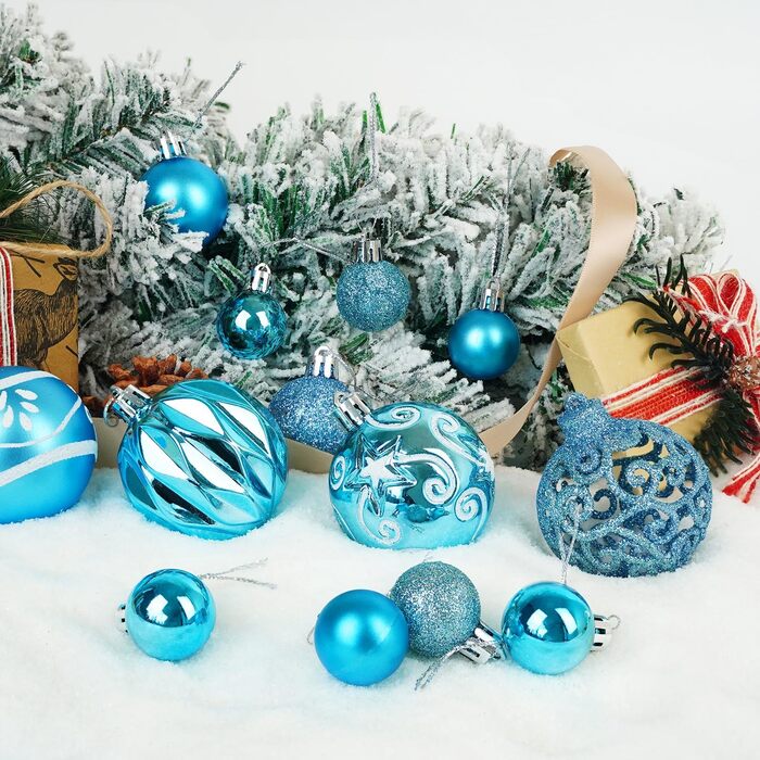 Набір різдвяних прикрас для ялинк 100 шт бірюзові Ywlake