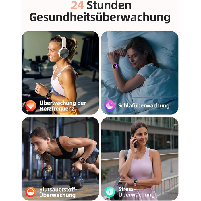 Жіночий смарт-годинник Parsonver із водонепроникністю 5 атм, спортивний годинник для плавання, фітнес-годинник 1,8 дюйма HD для жінок із понад 100 спортивними режимами, відстеженням серцевого ритму та сну, смарт-годинник для Android та iOS, рожеве золото,