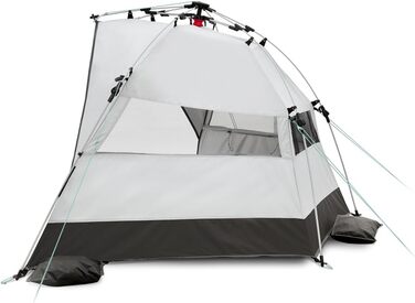 Пляжний навіс qeedo Quick Bay із захистом від ультрафіолету (UV80) для 2 осіб, включаючи сумку на колесах, пластикові кілочки та відтяжки - захист від сонця для сімей, дітей, немовлят або собак - Sandgrey Light Sand