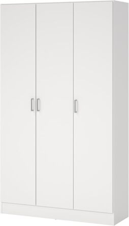 Велика багатофункціональна шафа Beaumont, додаткова шафа з 3 дверцятами, полиця для взуття з полицями, шафа для віників, 109 x 37 x 180 см, білий колір, 3 дверцята 4 полиці