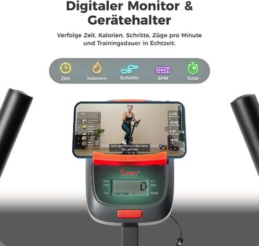 Інтелектуальний складаний кардіо-степпер Sunny Health & Fitness вертикальний тренажер-симулятор сходинок для дому з подовженою амплітудою кроку, макс. навантаження 150 кг