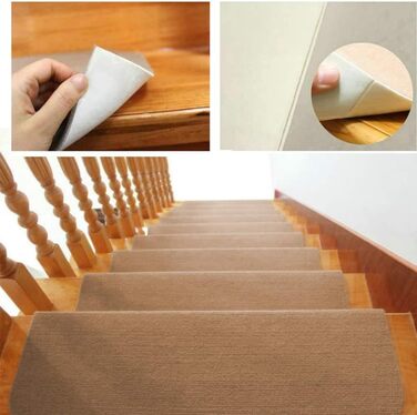 Сходинки, нековзні, 65 x 25 см, безпечні для дітей, людей похилого віку та домашніх тварин, з багаторазовим клеєм, 65 x 25 см, коричневі, 15 шт. 65 x 25 см (коричневі - 15 шт. )