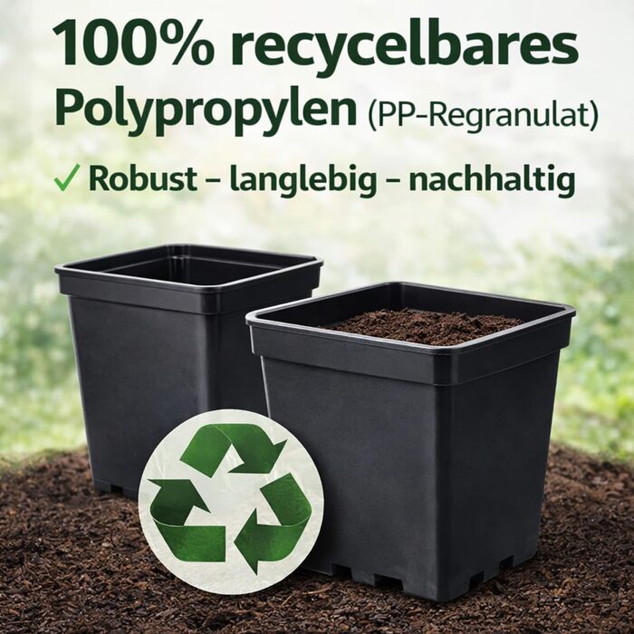 Горщик для рослин 11 L чорний 25x25x26 см Горщик для квітів Кашпо Горщики для рослин, 20 шт.