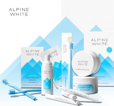 Відбілюючі смужки ALPINE WHITE для помітно біліших зубів всього за 3 дні професійне відбілювання зубів, розроблене та протестоване стоматологами та стоматологічними експертами I 7 застосувань (14 відбілюючих смужок)