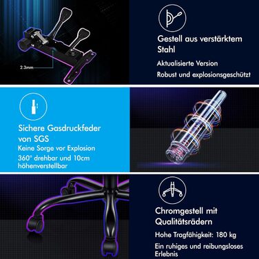 Ігрове масажне крісло ALFORDSON, нахил 150, ергономічне крісло для керівника, шкіра синтетична з підставкою для ніг, регулювання висоти, спортивне крісло, вантажопідйомність 180 кг, білий Vogler - серія White Vogler