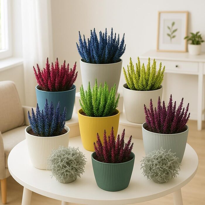 Прикраси для дому та саду, кашпо та квітковий горщик, набір з 3 шт. , виготовлені з пластику, без дренажних отворів, горщик у смугастий візерунок для кімнатних рослин (кремовий, 18 см) Ø 18 см (7,08 дюйма) Кремовий