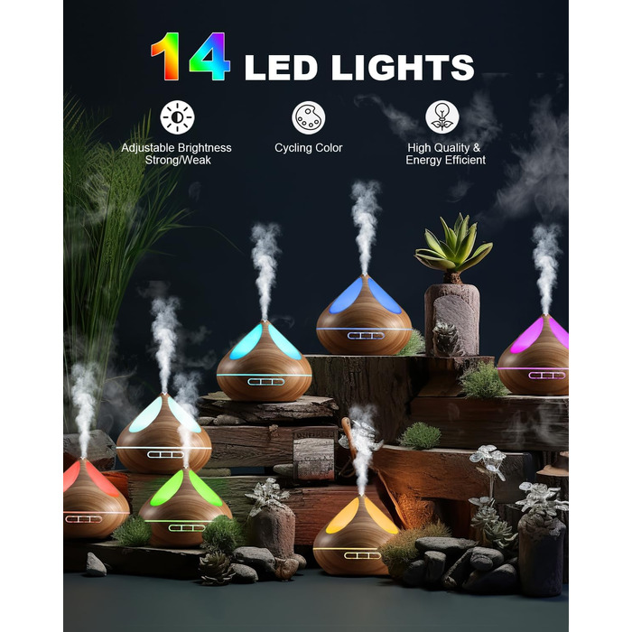 Ароматичний дифузор VAAGHANM Дифузори 500 мл з 8 ефірними оліями, ароматерапевтичні дифузори, освіжувач повітря, зволожувач повітр