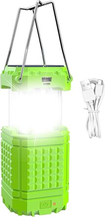 Сонячний ліхтар для кемпінгу Ліхтарі для кемпінгу Ліхтар для намету, яскраві сонячні ліхтарі для кемпінгу Акумуляторний водонепроникний портативний ліхтар ємністю 3000 мАг для подорожей, походів, піших прогулянок, автомобіля, флуоресцентно-зелений
