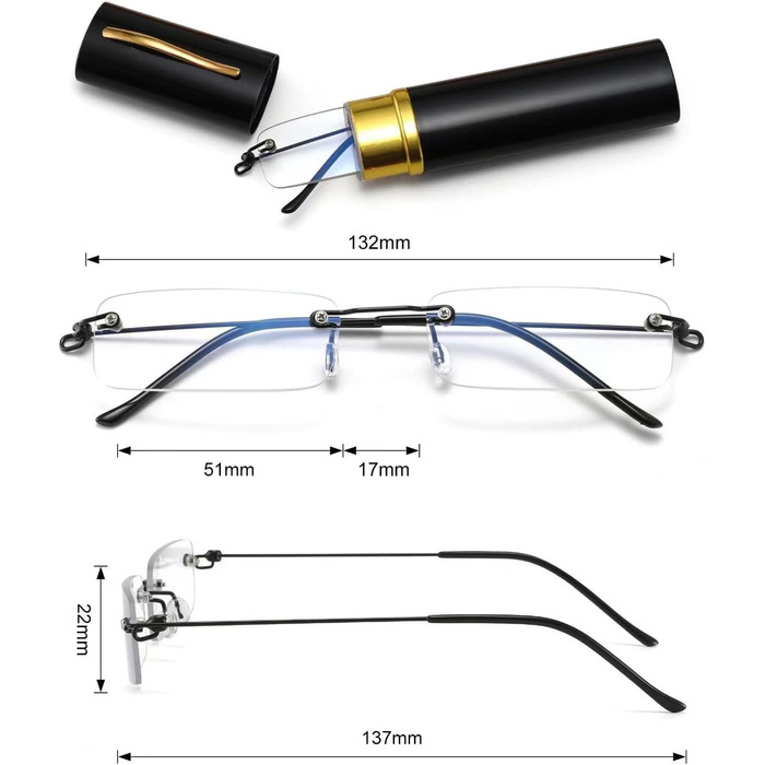 И Металеві безобідкові фільтри синього світла Окуляри для читання для чоловіків і жінок Легкі комп'ютерні окуляри проти синього кольору з чохлом для окулярів, як тримач для ручки 3 шт. и 2.5 x, 3 шт.